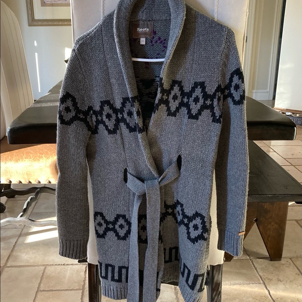 Roots Aztec belted cardigan